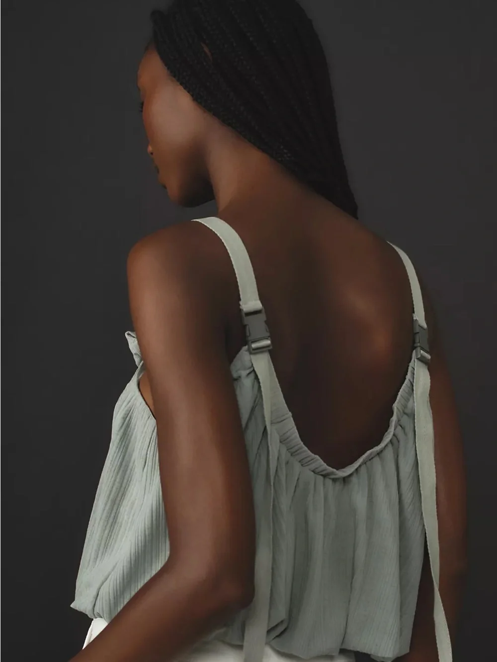 Anthropologie Sheer Ribbed Buckle Bubble Tank NWT size large - Picture 6 of 11